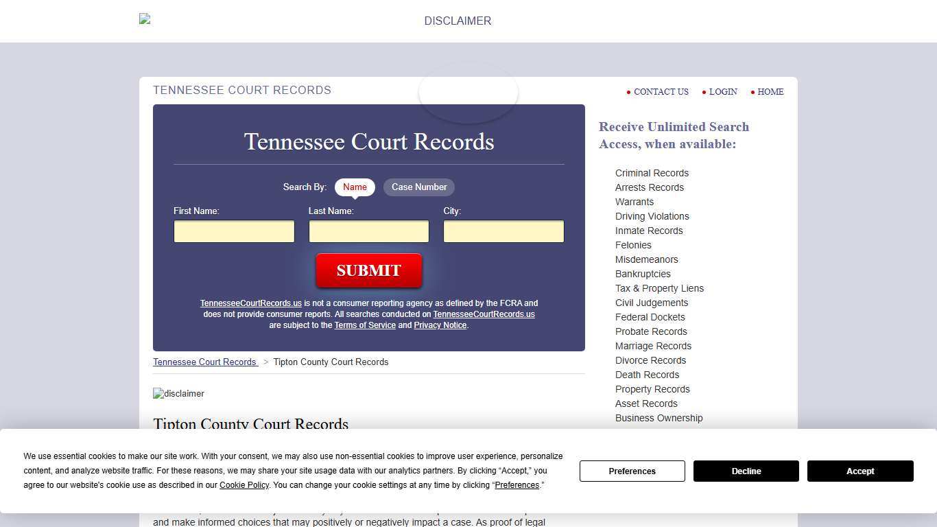 Tipton County Court Records TennesseeCourtRecords.us